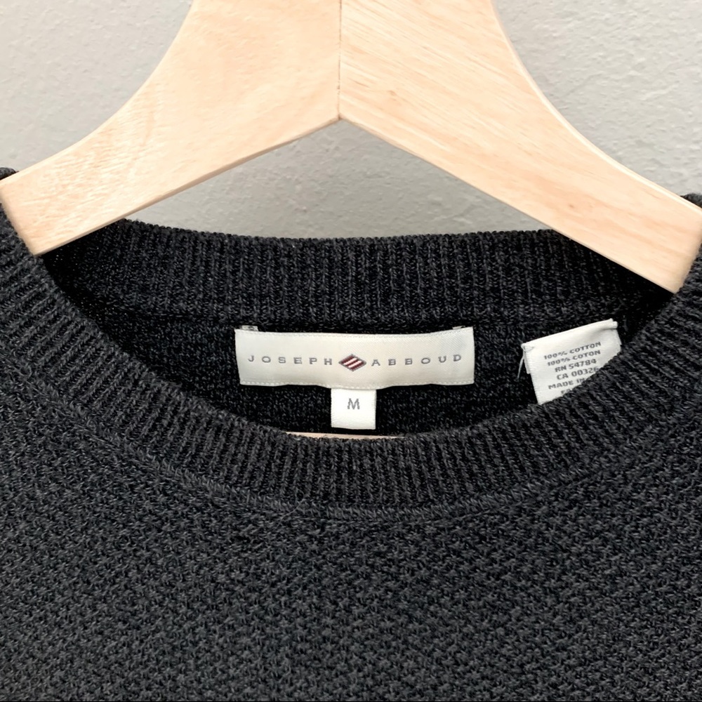 JOSEPH ABBOUD Crewneck Sweater 100% Cotton Textured Knit Grey Pullover Size M - Picture 7 of 14